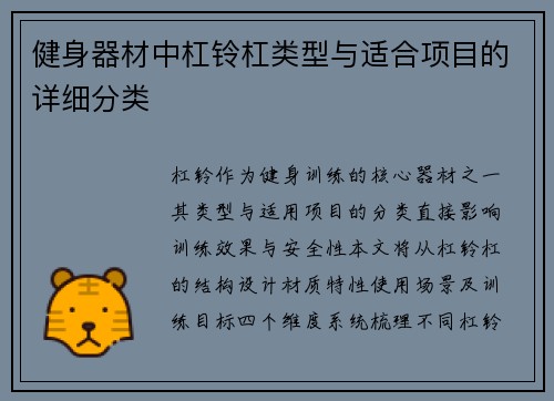 健身器材中杠铃杠类型与适合项目的详细分类